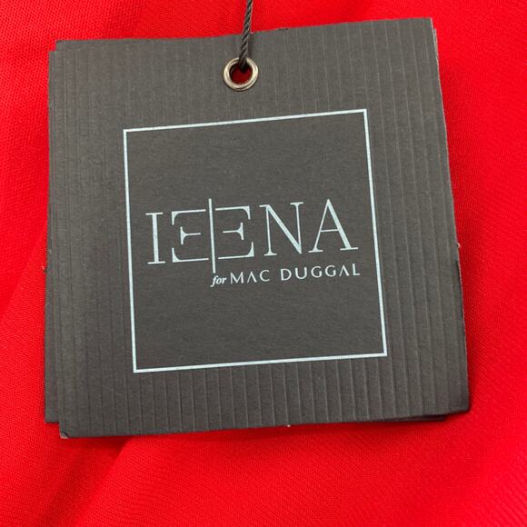 MAC DUGGAL Dress Size 14 Evening Gown Red NEW Gathered Pearl Deep V Keyhole - Picture 3 of 8